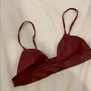 UO Faux Leather Red Bralette